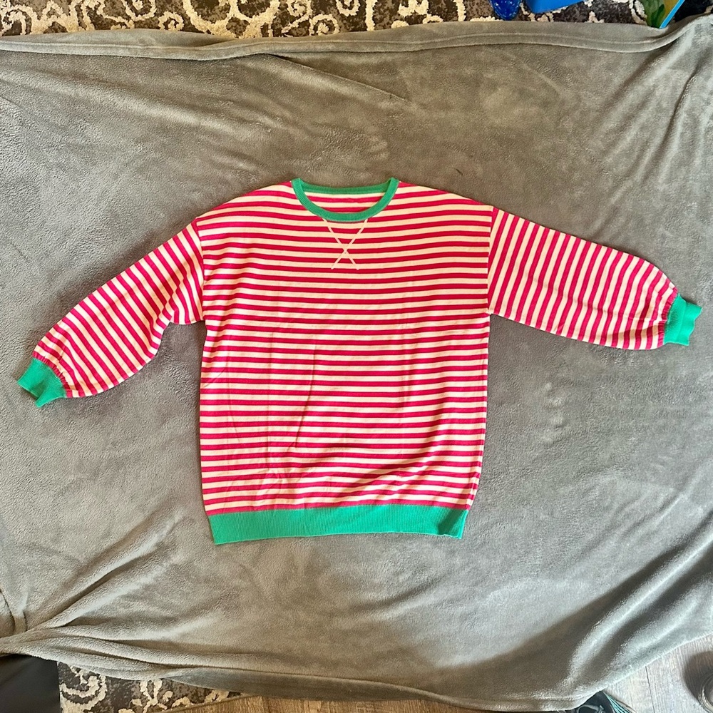 Cozy Pink and Beige Long Sleeve Shirt